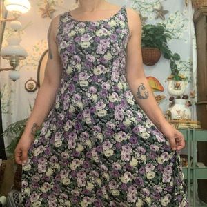 Vintage Purple Floral Maxi Dress